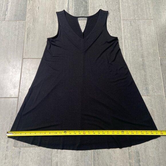 Three Dots Jersey V-Neck Tank Swing Mini Dress Black Size Small - Picture 5 of 7